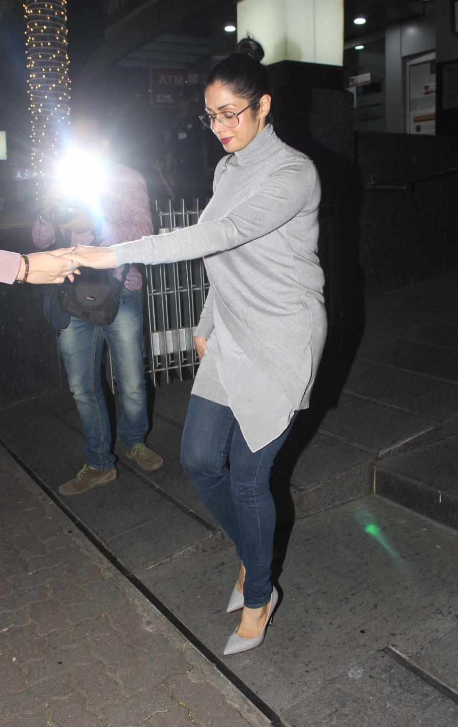 Photos of Actress Sridevi with daughter spotted in Mumbai on Nov. 10, 2016. Sridevi,Sridevi Kapoor,Boney Kapoor,Boney Kapoor with her daughter,Sridevi with her daughter,Sridevi daughters,Sridevi daughter
