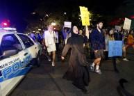 Protesters demonstrate against the election of Republican Donald Trump as president in New Orleans, Louisiana.