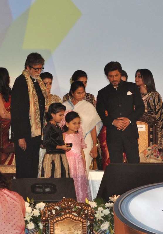 West Bengal Chief Minister Mamata Banerjee, actors Amitabh Bachchan, Jaya Bachchan, Shah Rukh Khan and Kajol Devgan during the inauguration of 22nd Kolkata International Film Festival (KIFF) in Kolkata on Nov 11, 2016. Mamata Banerjee,Amitabh Bachchan,Shah Rukh Khan,22nd Kolkata International Film Festival,Kolkata International Film Festival,International Film Festival,International Film Festival of India,SRK