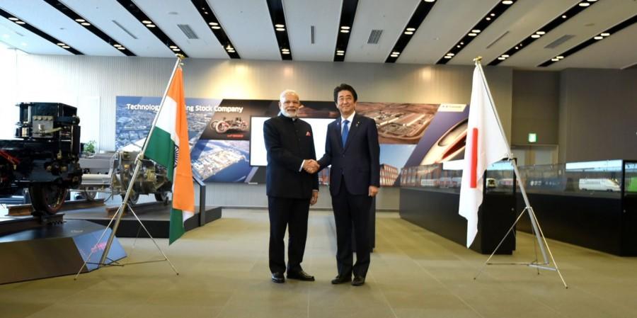 Photos of Prime Minister Narendra Modi with the Prime Minister of Japan Shinzo Abe at the Kawasaki Heavy Industries (KHI) Hyogo Plant, in Kobe, Japan on Nov 12, 2016. PM Narendra Modi,Narendra Modi,Modi visits Kawasaki,Modi visits Kawasaki Heavy Industries Plant,Kawasaki Heavy Industries Plant,Shinzo Abe,Prime Minister of Japan Shinzo Abe