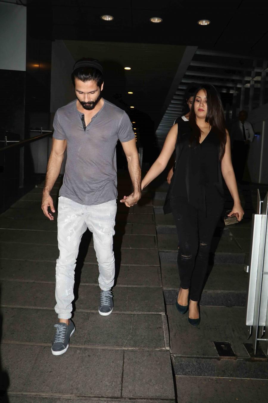 Photos of Bollywood actor Shahid Kapoor and with his wife Mira Rajput spotted at Hakkasan Bandra in Mumbai. Shahid Kapoor and Mira Rajput,Shahid Kapoor,Mira Rajput,Shahid Kapoor and Mira Rajput spotted at Hakkasan Bandra,Shahid Kapoor at Hakkasan Bandra,Mira Rajput spotted at Hakkasan Bandra