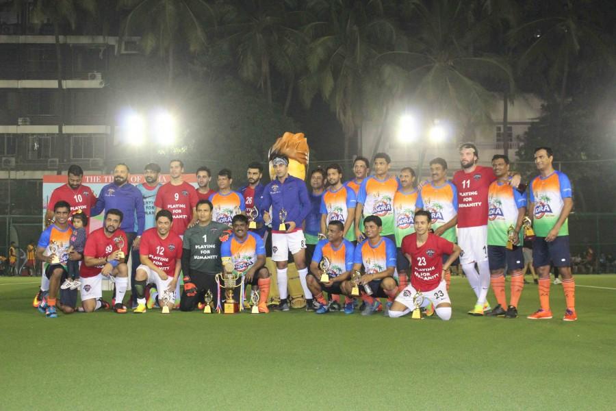 Celebs like Varun Dhawan, Filmmaker Bunty Walia, Indian tennis player Leander Paes, Abhishek Bachchan, Arjun Kapoor, Ranbir Kapoor spotted during All Stars Football Club charity football match in Mumbai on Nov 13, 2016. All Stars Football Club charity football match,Varun Dhawan