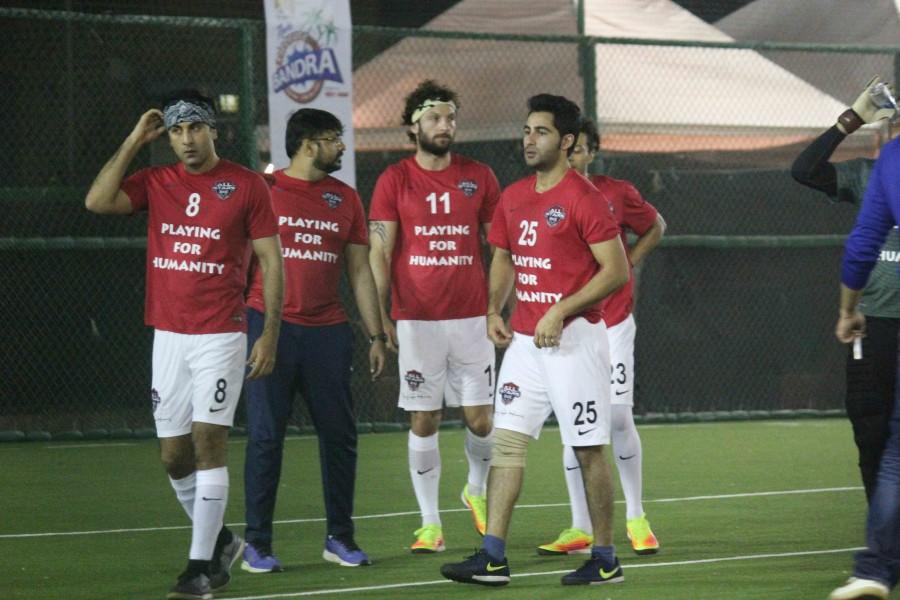 Celebs like Varun Dhawan, Filmmaker Bunty Walia, Indian tennis player Leander Paes, Abhishek Bachchan, Arjun Kapoor, Ranbir Kapoor spotted during All Stars Football Club charity football match in Mumbai on Nov 13, 2016. All Stars Football Club charity football match,Varun Dhawan
