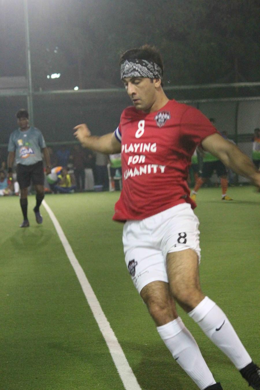 Actor Ranbir Kapoor during the All Stars Football Club (ASFC) football match in Mumbai on Nov 13, 2016. All Stars Football Club charity football match,Varun Dhawan