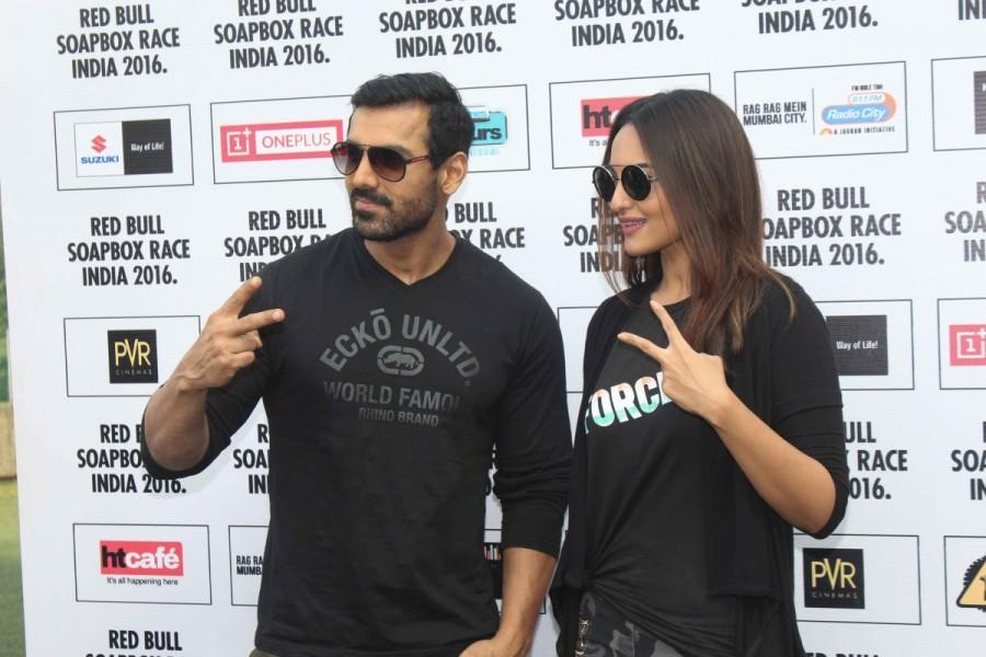 Photos of Bollywood actor John Abraham and Sonakshi Sinha at Red Bull Soapbox Race 2016. John Abraham and Sonakshi Sinha,John Abraham,Sonakshi Sinha,Red Bull Soapbox Race 2016,Red Bull Soapbox Race,Red Bull Soapbox Race pics,Red Bull Soapbox Race images,Red Bull Soapbox Race photos,Red Bull Soapbox Race stills,Red Bull Soapbox Race pictures