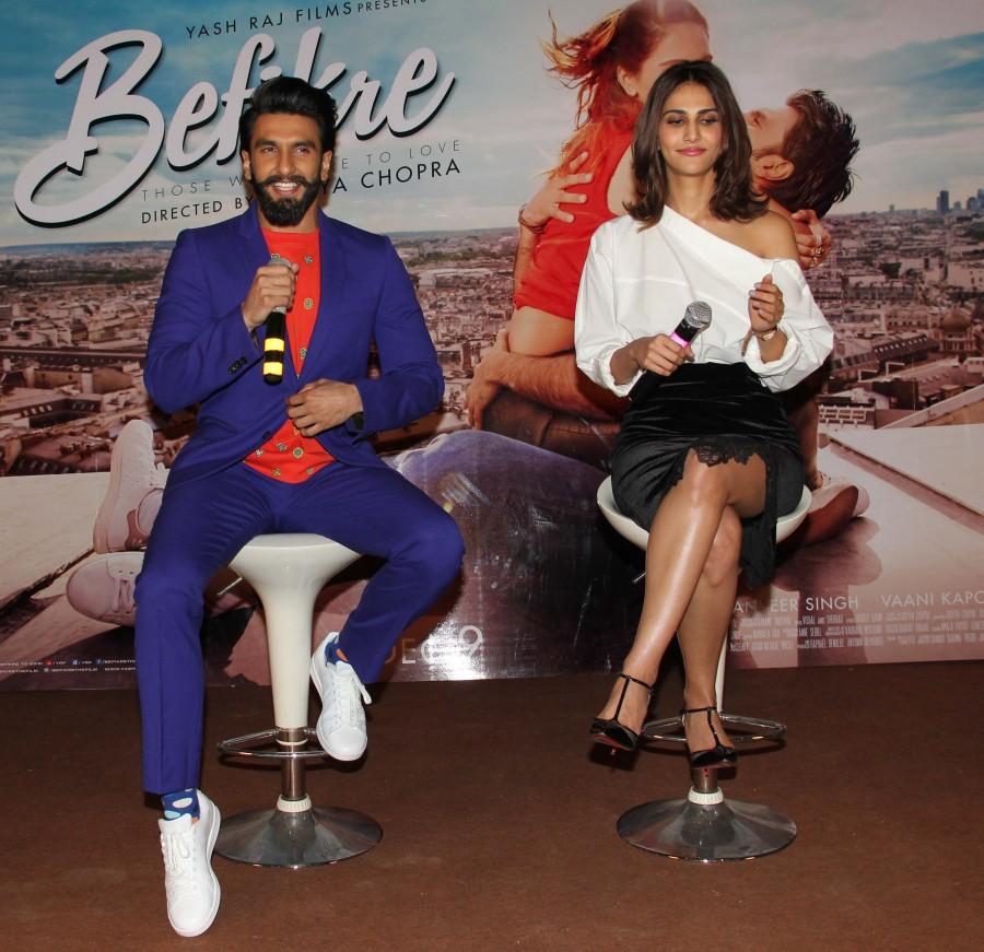 Photos of Actors Ranveer Singh and Vaani Kapoor during the song launch You And Me from film Befikre in Mumbai, on Nov 15, 2016. Ranveer Singh,Vaani Kapoor,Ranveer Singh and Vaani Kapoor,Befikre song launch,Befikre song,Befikre songs,Befikre song launch pics,Befikre song launch images,Befikre song launch photos,Befikre song launch stills,Befikre song launch pictures