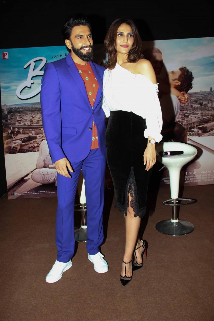 Photos of Actors Ranveer Singh and Vaani Kapoor during the song launch You And Me from film Befikre in Mumbai, on Nov 15, 2016. Ranveer Singh,Vaani Kapoor,Ranveer Singh and Vaani Kapoor,Befikre song launch,Befikre song,Befikre songs,Befikre song launch pics,Befikre song launch images,Befikre song launch photos,Befikre song launch stills,Befikre song launch pictures