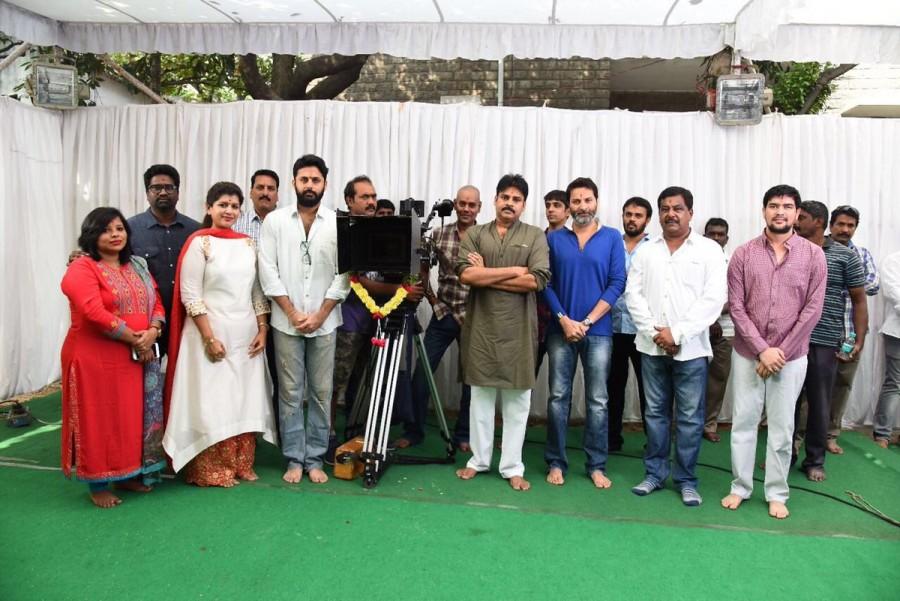 Pawan Kalyan, Trivikram Srinivas, Nithiin new movie pooja. Pawan Kalyan,Trivikram Srinivas,Nithiin,Nithiin new movie pooja,Nithiin new movie launch,Nithiin movie pooja,Nithiin movie launch