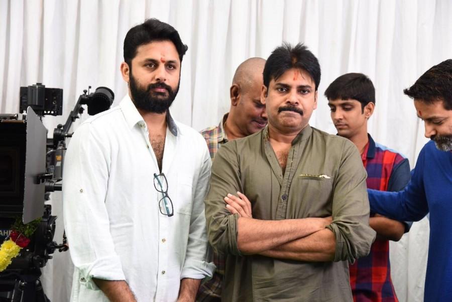 Pawan Kalyan, Trivikram Srinivas, Nithiin new movie pooja. Pawan Kalyan,Trivikram Srinivas,Nithiin,Nithiin new movie pooja,Nithiin new movie launch,Nithiin movie pooja,Nithiin movie launch