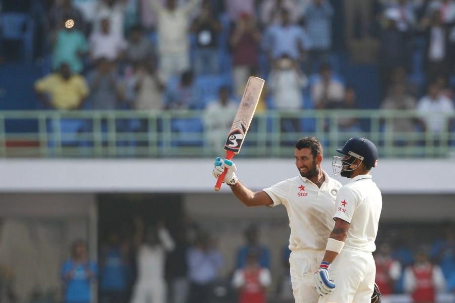 They completed their centuries after tea. Pujara was dismissed for 119. Kohli is still batting. Kohli, who made his Test debut against the West Indies in 2011, has won four consecutive series as skipper against Sri Lanka, South Africa, the West Indies and New Zealand. India vs England,Virat Kohli,Cheteshwar Pujara,Virat Kohli and Cheteshwar Pujara,India vs England Vizag Test,Ind vs Eng,India vs England test match,India vs England pics,India vs England images,India vs England photos,India vs England stills,India vs Engl