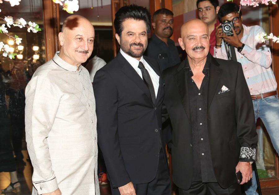 Anil Kapoor, Anupam Kher and Rakesh Roshan at Wedding Reception of Stylist Shaina Nath. Wedding Reception of Stylist Shaina Nath,Shaina Nath Wedding Reception,Shaina Nath Wedding Reception pics,Anil Kapoor,Rakesh Roshan,Alka Yagnik,Randhir Kapoor,Madhuri Dixit,Anupam Kher,Manoj Bajpai,Anu Malik,Jackie Shroff,Jhonny Lever,Subhash Ghai,Boney K