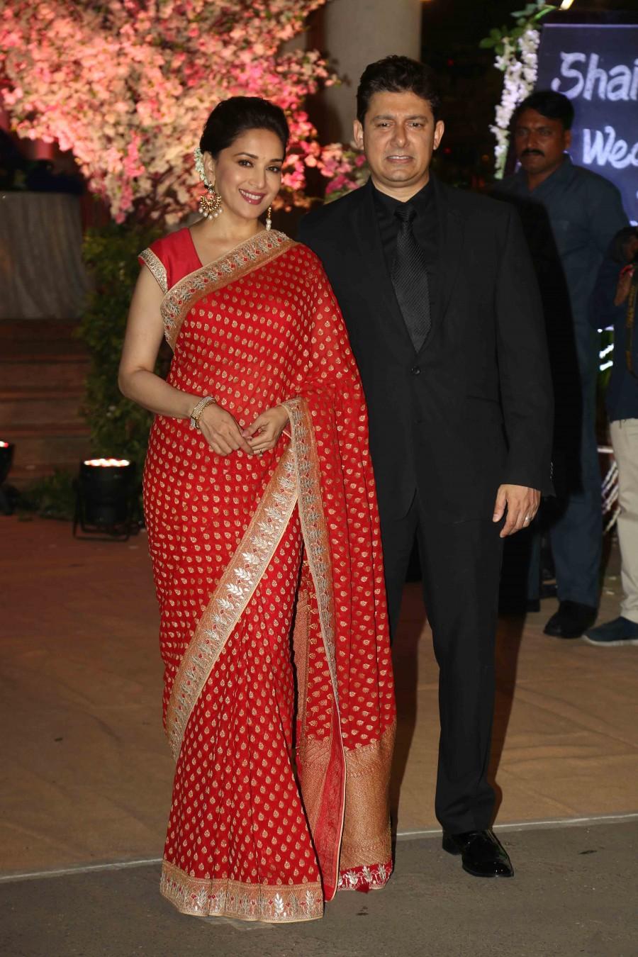 Madhuri Dixit and Sriram Nene at Wedding Reception of Stylist Shaina Nath. Wedding Reception of Stylist Shaina Nath,Shaina Nath Wedding Reception,Shaina Nath Wedding Reception pics,Anil Kapoor,Rakesh Roshan,Alka Yagnik,Randhir Kapoor,Madhuri Dixit,Anupam Kher,Manoj Bajpai,Anu Malik,Jackie Shroff,Jhonny Lever,Subhash Ghai,Boney K