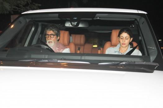 Photos of Bollywood actor Amitabh Bachchan spotted driving at Juhu.