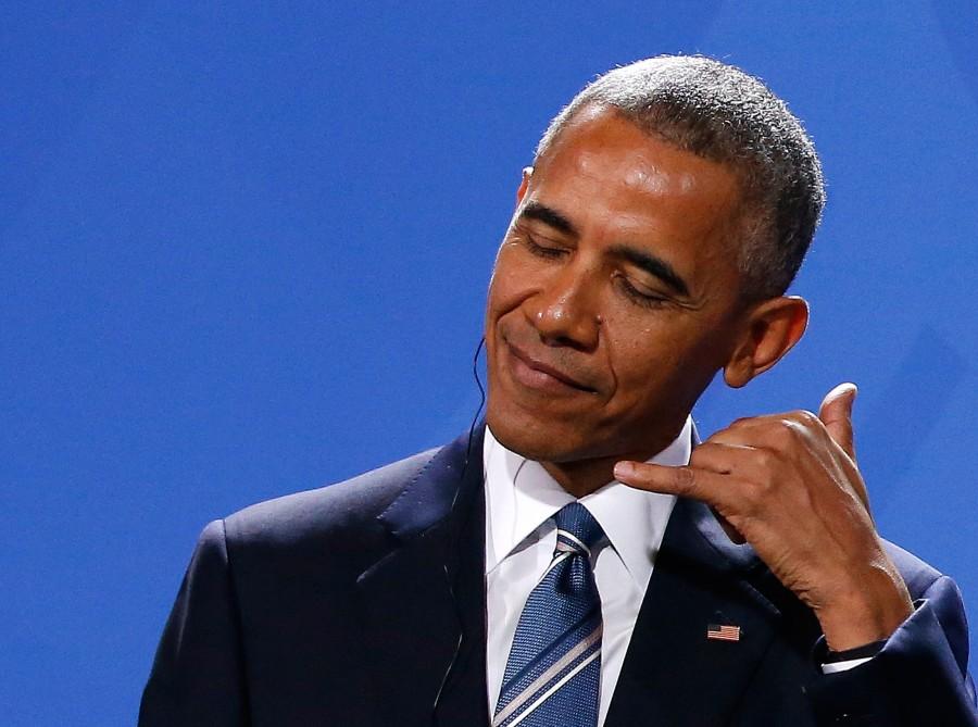 President Barack Obama gestures during a joint news conference with German Chancellor Angela Merkel in Berlin, Germany. Barack Obama,President Barack Obama,Obama last tour of Europe,Obama in Europe,Donald Trump,Barack Obama's last tour of Europe