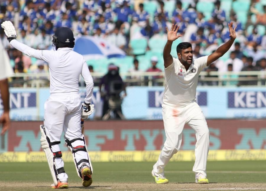 Star off-spinner Ravichandran Ashwin notched up a five-wicket haul as England were bowled out for 255 in their first innings on the third day of the second cricket Test against India here on Saturday. Ravichandran Ashwin,Ashwin,Ashwin notched up a five-wicket haul,India vs England,India vs England 2016,India vs England Test Series,Ind vs Eng,Ravichandran Ashwin stars