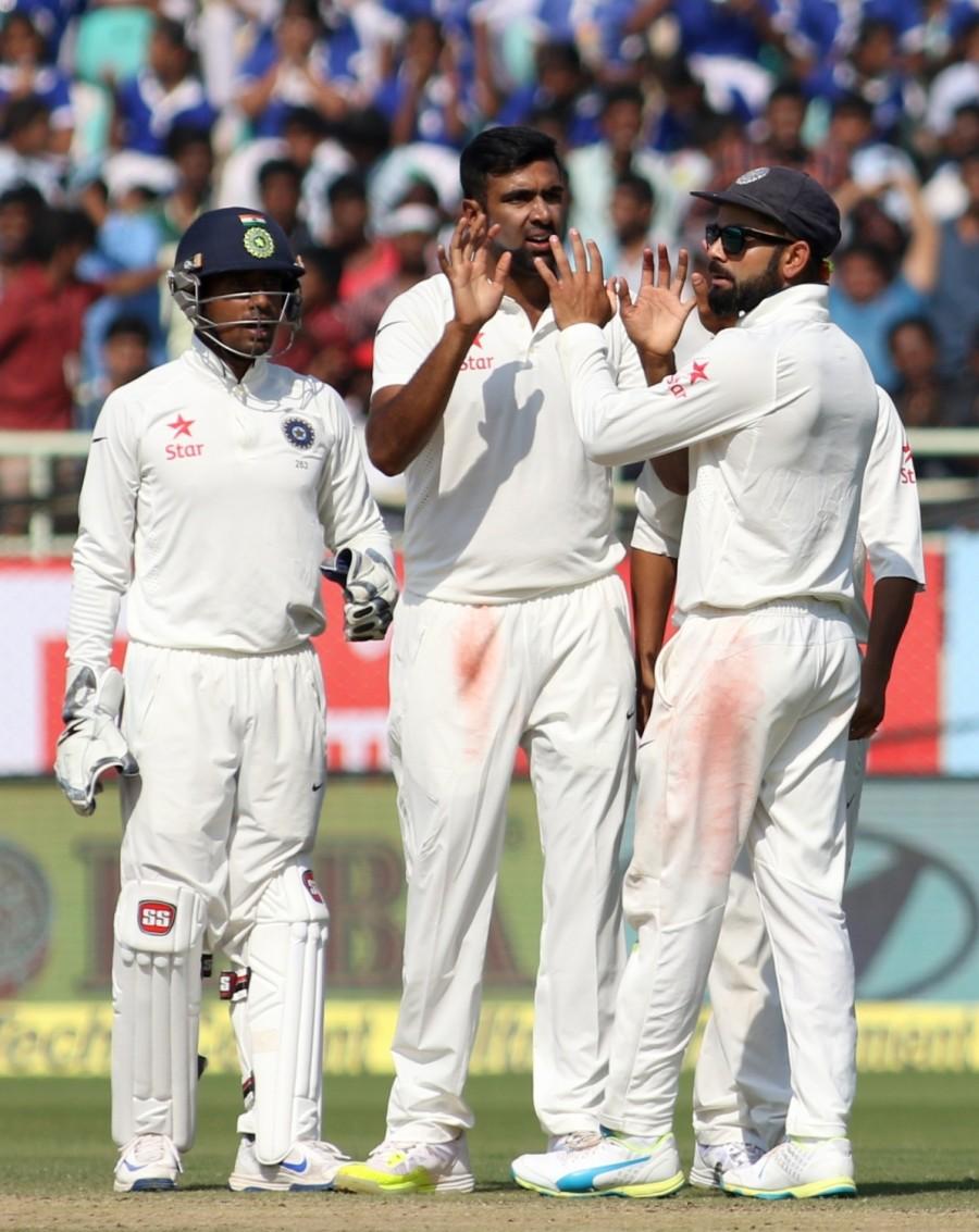 Resuming at the overnight score of 103/5, Bairstow and Stoke survived the occassional scare to complete a 110-run partnership. Star off-spinner Ravichandran Ashwin caused plenty of trouble for the English duo on a pitch which does not have too much grass. Ravichandran Ashwin,Ashwin,Ashwin notched up a five-wicket haul,India vs England,India vs England 2016,India vs England Test Series,Ind vs Eng,Ravichandran Ashwin stars