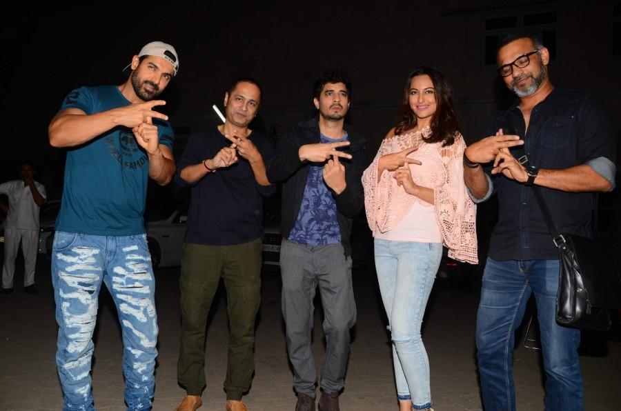 Photos of actors John Abraham, Sonakshi Sinha, Tahir Raj Bhasin, filmmakers Vipul Shah and Abhinay Deo during media interaction of the film Force 2, in Mumbai, on Nov 18, 2016. John Abraham,Sonakshi Sinha,Tahir Raj Bhasin,Vipul Shah,Abhinay Deo,Force 2,Force 2 movie promotion,Force 2 promotion,Force 2 movie promotion pics,Force 2 movie promotion images,Force 2 movie promotion photos,Force 2 movie promotion stills,Force 2 movie p