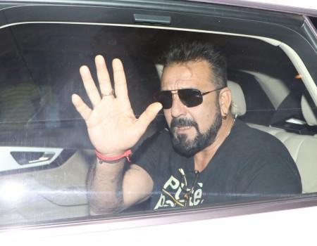 Photos of Bollywood actor Sanjay Dutt and Rajkumar Hirani spotted at Vidhu Vinod Chopra house.