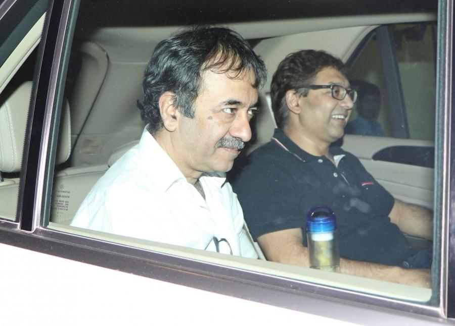 Photos of Bollywood actor Sanjay Dutt and Rajkumar Hirani spotted at Vidhu Vinod Chopra house. Sanjay Dutt,Rajkumar Hirani,Sanjay Dutt and Rajkumar Hirani,Vidhu Vinod Chopra,Vidhu Vinod Chopra house