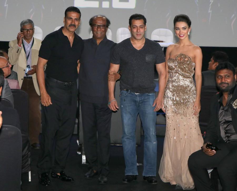 Also starring Amy Jackson, Sudhanshu Pandey and Adil Hussain, the Rs 350 crore mega budget film is produced by Lyca Productions. it is being completed shot in 3D. 2.0 first look launch,2.0 first look,2.0 first look launch live,2.0 first look launch pics,2.0 first look launch images,2.0 first look launch photos,2.0 first look launch pictures,2.0 first look launch stills,Rajinikanth,Akshay Kumar,AR Rahman