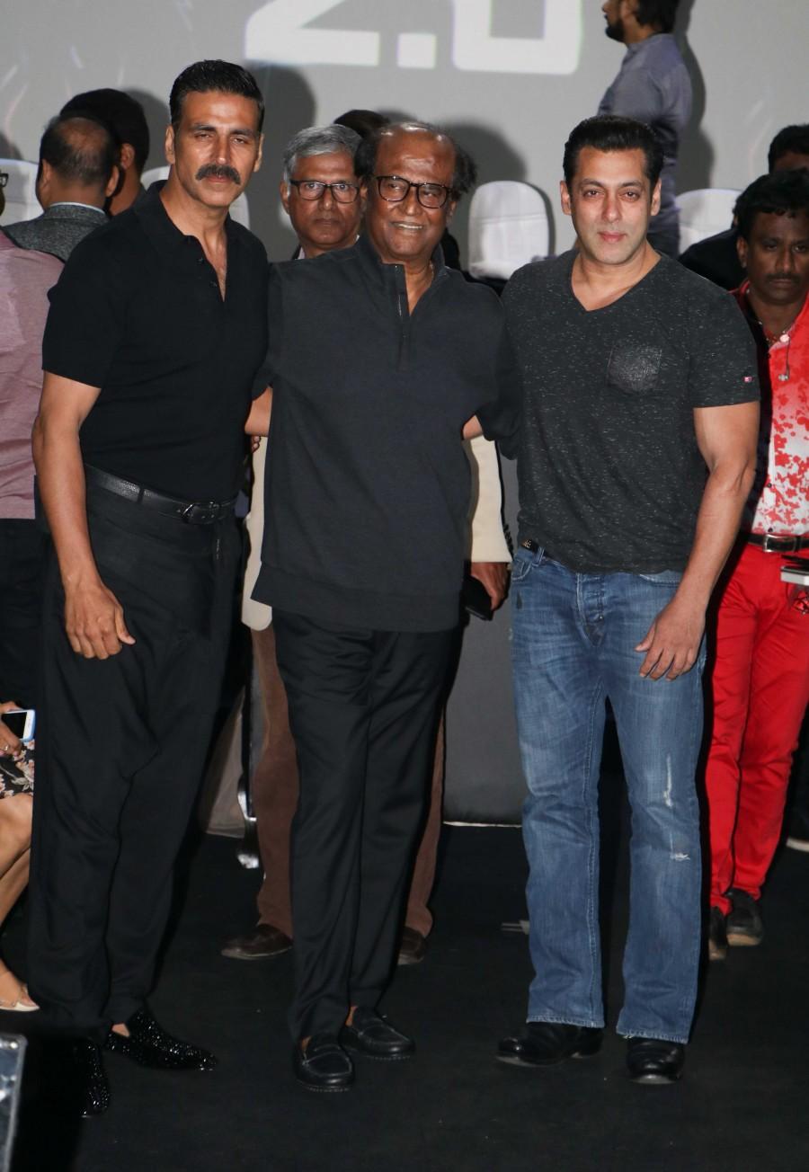 Rajinikanth, Akshay Kumar, Salman Khan, AR Rahman, Amy Jackson, Shankar at 2.0 first look launch. 2.0 first look launch,2.0 first look,2.0 first look launch live,2.0 first look launch pics,2.0 first look launch images,2.0 first look launch photos,2.0 first look launch pictures,2.0 first look launch stills,Rajinikanth,Akshay Kumar,AR Rahman