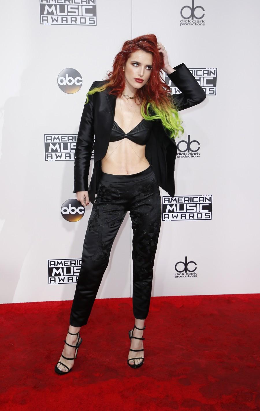 Bella Thorne at American Music Awards 2016. American Music Awards 2016,American Music Awards,Best Dressed celebrities,Best Dressed celebrities at American Music Awards 2016,Gigi Hadid,Selena Gomez,Hailee Steinfeld,Lady Gaga,Ariana Grande,Nina Dobrev,Ciara,Zoe Saldana,Bella Thorne,Rebecca Romijn,Bai