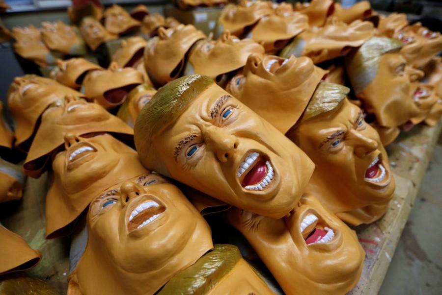 Rubber masks depicting U.S. President-elect Donald Trump are seen at the Ogawa Studios, a mask making company, in Saitama, Japan, November 21, 2016. Donald Trump,Donald Trump masks,Donald Trump masks in Japan,Ogawa Studios,mask making company,U.S. President-elect Donald Trump