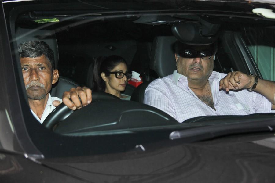 Photos of Sridevi, Jhanvi, Boney Kapoor spotted at Salman Khan house. Sridevi,Jhanvi,Boney Kapoor,Salman Khan,Sridevi at Salman Khan house,Jhanvi at Salman Khan house,Boney Kapoor at Salman Khan house