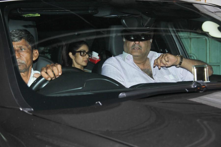 Photos of Sridevi, Jhanvi, Boney Kapoor spotted at Salman Khan house. Sridevi,Jhanvi,Boney Kapoor,Salman Khan,Sridevi at Salman Khan house,Jhanvi at Salman Khan house,Boney Kapoor at Salman Khan house