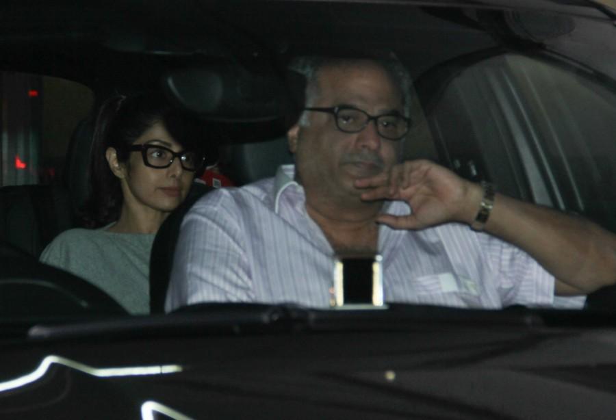 Photos of Sridevi, Jhanvi, Boney Kapoor spotted at Salman Khan house. Sridevi,Jhanvi,Boney Kapoor,Salman Khan,Sridevi at Salman Khan house,Jhanvi at Salman Khan house,Boney Kapoor at Salman Khan house