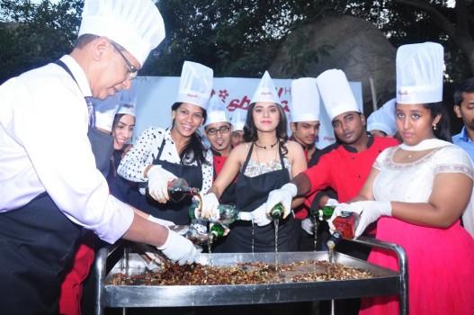 Photos of South Indian Actress Yamini Bhaskar participates in Christmas cake mixing ceremony at Hotel Daspalla in Hyderabad.