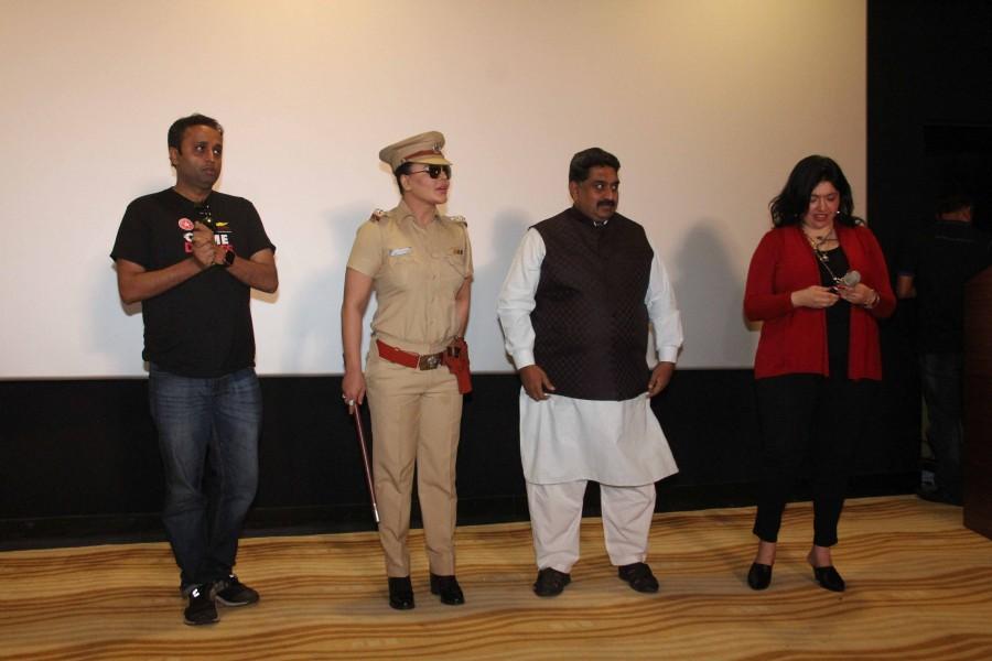 Kranti Pratap Singh, Filmmaker of web series, titled Rakhi In Khaki, Niyati Shah, MD and CEO Shotformats Digital Works states, actress Rakhi Sawant and Ashok Wankhade during the New Web Series Presenting Rakhi in Khaki in Mumbai on Nov. 22, 2016. Kranti Pratap Singh,Filmmaker of web series,Khaki,Niyati Shah,Rakhi Sawant,Ashok Wankhade,New Web Series,Rakhi in Khaki