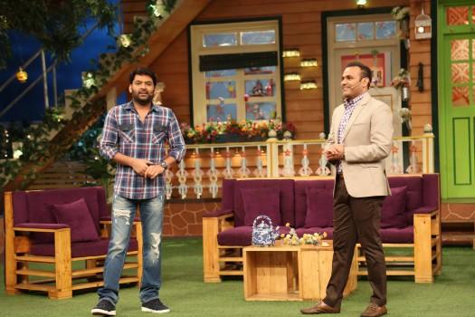Photos of Virender Sehwag on the sets of The Kapil Sharma Show.