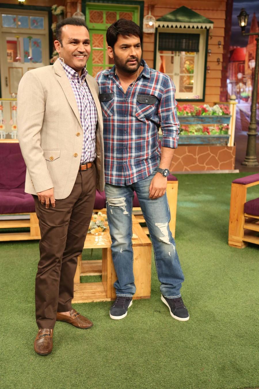 Photos of Virender Sehwag on the sets of The Kapil Sharma Show. Virender Sehwag,Virender Sehwag on the sets of The Kapil Sharma Show,Virender Sehwag on The Kapil Sharma Show,The Kapil Sharma Show,Kapil Sharma Show,Virender Sehwag pics,Virender Sehwag images,Virender Sehwag photos,Virender Sehwag stills,Virender Sehwag