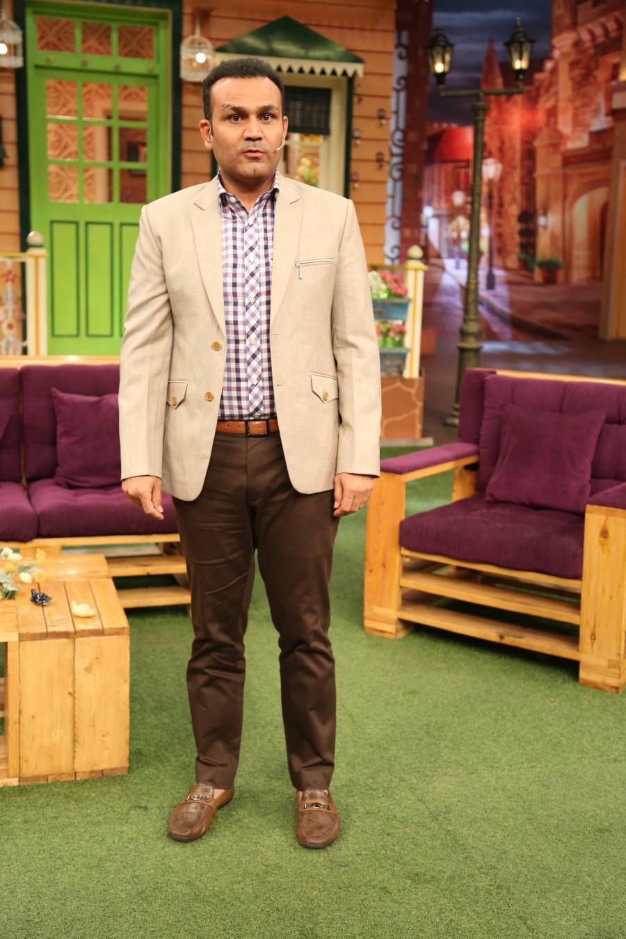 Photos of Virender Sehwag on the sets of The Kapil Sharma Show. Virender Sehwag,Virender Sehwag on the sets of The Kapil Sharma Show,Virender Sehwag on The Kapil Sharma Show,The Kapil Sharma Show,Kapil Sharma Show,Virender Sehwag pics,Virender Sehwag images,Virender Sehwag photos,Virender Sehwag stills,Virender Sehwag