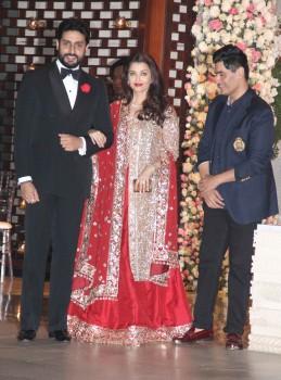 Photos of Bollywood actor Abhishek Bachchan with his wife Aishwarya Rai at the pre-wedding bash of Ambani's niece Isheta.