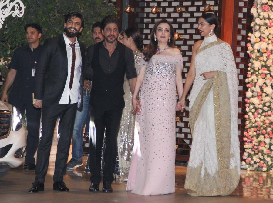 Photos of Shah Rukh Khan, Deepika Padukone and Ranveer Singh at the pre-wedding bash of Ambani's niece Isheta. Shah Rukh Khan,Deepika Padukone,Ranveer Singh,Deepika Padukone and Ranveer Singh,Ranveer Singh and Deepika Padukone,SRK,Ranveer Singh and Deepika Padukone pics,Ranveer Singh and Deepika Padukone images,Ranveer Singh and Deepika Padukone photos,Ambani,Amb