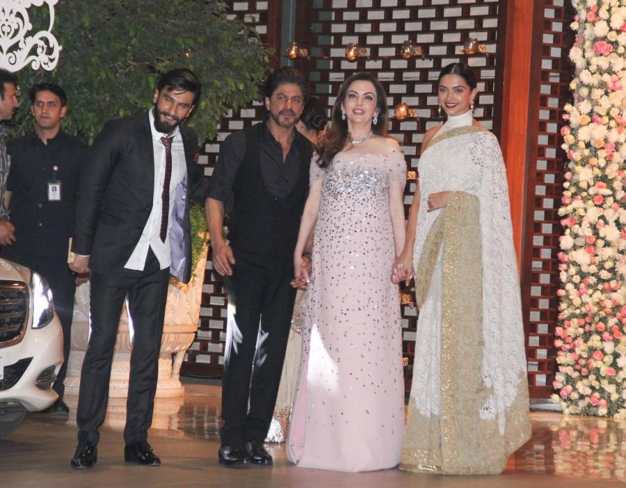 Photos of Shah Rukh Khan, Deepika Padukone and Ranveer Singh at the pre-wedding bash of Ambani's niece Isheta. Shah Rukh Khan,Deepika Padukone,Ranveer Singh,Deepika Padukone and Ranveer Singh,Ranveer Singh and Deepika Padukone,SRK,Ranveer Singh and Deepika Padukone pics,Ranveer Singh and Deepika Padukone images,Ranveer Singh and Deepika Padukone photos,Ambani,Amb