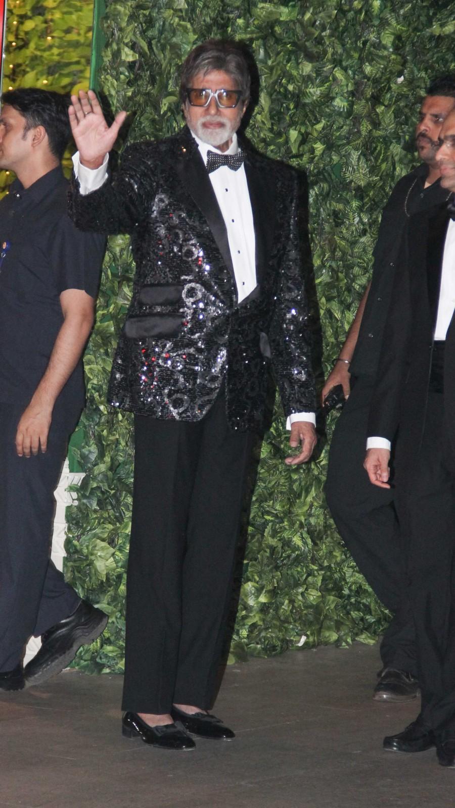 Photos of Bollywood actor Amitabh Bachchan at the pre-wedding bash of Ambani's niece Isheta. Amitabh Bachchan,Aamir Khan,Kiran Rao,Ambani,Ambani pre-wedding bash,celebs at Ambani pre-wedding bash,Ambani pre-wedding bash pics,Ambani pre-wedding bash images,Ambani pre-wedding bash photos,Aamir Khan and Kiran Rao