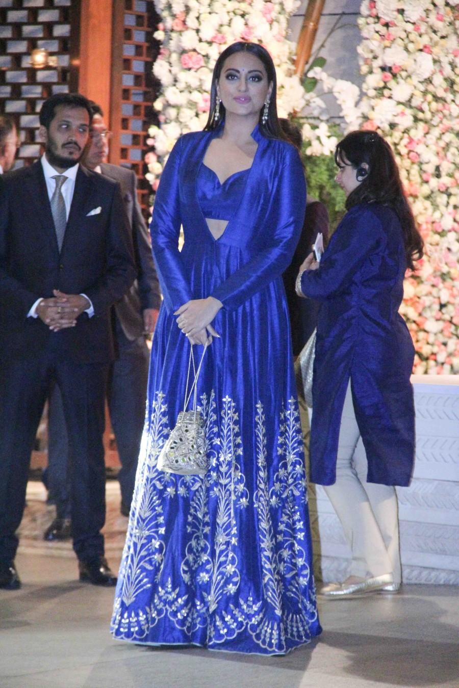 Photos of Bollywood actor Sonakshi Sinha at the pre-wedding bash of Ambani's niece Isheta. Alia Bhatt,Sonakshi Sinha,Sania Mirza,Ambani,Ambani bash,Ambani wedding bash,Ambani pre-wedding bash,Isheta,Ambani niece Isheta