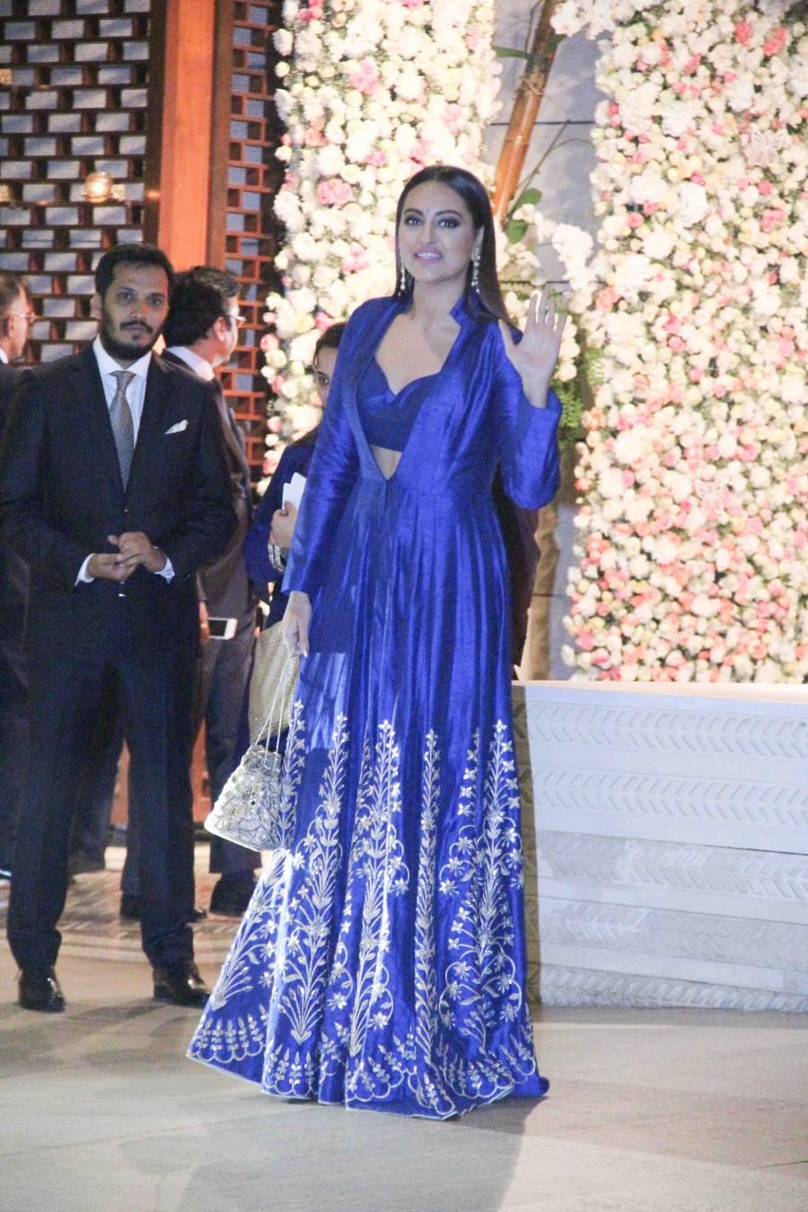 Photos of Bollywood actor Sonakshi Sinha at the pre-wedding bash of Ambani's niece Isheta. Alia Bhatt,Sonakshi Sinha,Sania Mirza,Ambani,Ambani bash,Ambani wedding bash,Ambani pre-wedding bash,Isheta,Ambani niece Isheta