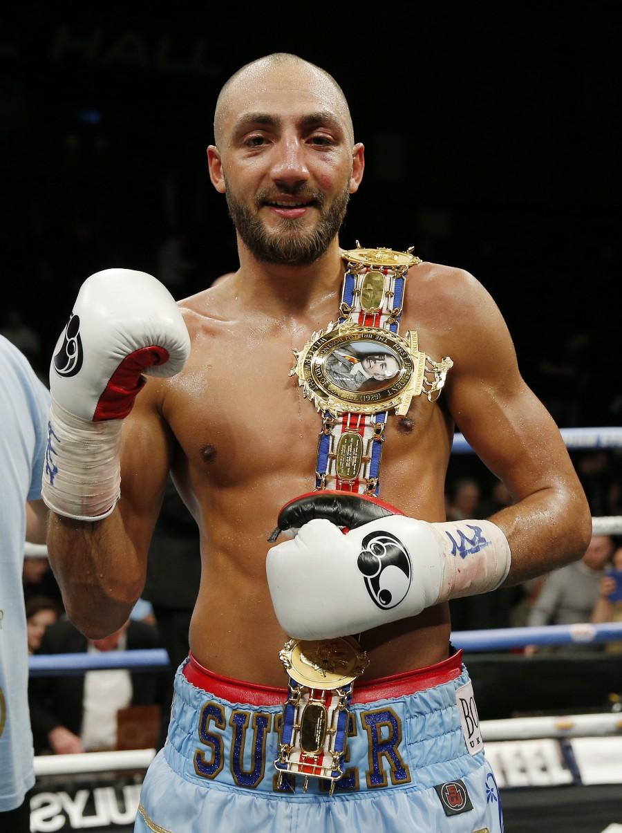 Bradley Skeete celebrates winning the fight Mandatory. Bradley Skeete,John Thain,Bradley Skeete beats John Thain,British welterweight title,welterweight title,Britain Boxing