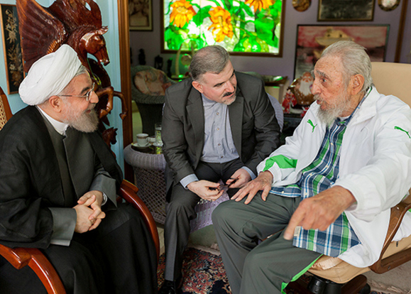 Cuba's former President Fidel Castro (R) and Iran's President Hassan Rouhani (L) meet in Havana, Cuba, September 19, 2016. Fidel Castro,Fidel Castro dead,Fidel Castro cuba,Fidel Castro dies,Fidel Castro passes away,Fidel Castro Iconic photos,Fidel Castro Iconic pics,Fidel Castro Iconic images,Fidel Castro rare pics,Fidel Castro rare images,Fidel Castro rare photos,Fidel Castr