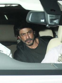 Photos of Bollywood actor Shah Rukh Khan and other celebs spotted at Salman Khan house.