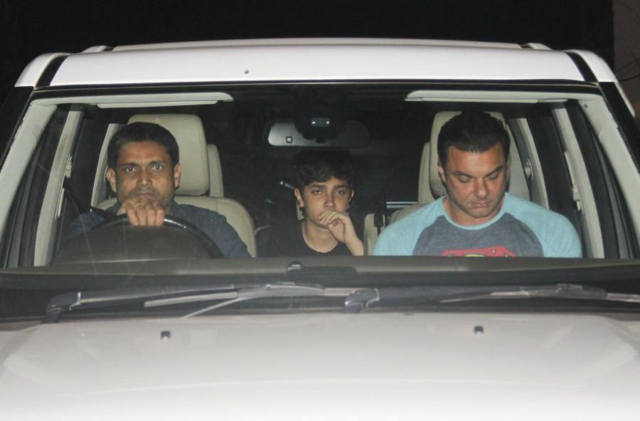 Photos of Bollywood actor Shah Rukh Khan and other celebs spotted at Salman Khan house. Shah Rukh Khan,Shah Rukh Khan at Salman Khan house,Salman Khan,Salman Khan house,Celebs at Salman Khan house,Shah Rukh Khan and Salman Khan