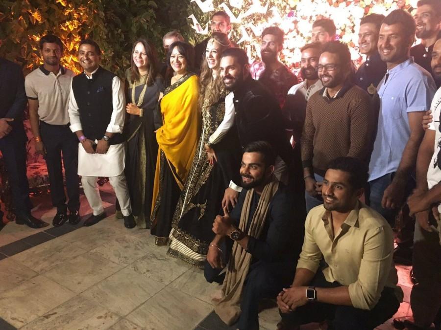 Virat Kohli, Parthiv Patel, Mohammed Shami, Ajinkya Rahane and Ishant Sharma at Yuvraj Singh-Hazel Keech's 'Cocktail' celebration. Yuvraj Singh-Hazel Keech,Yuvraj Singh and Hazel Keech,Yuvraj Singh and Hazel Keech Cocktail celebration,Virat Kohli,Parthiv Patel,Mohammed Shami,Ajinkya Rahane,Ishant Sharma,Yuvraj Singh and Hazel Keech Cocktail celebration pics,Yuvraj Singh and Hazel Kee