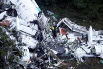 Rescue crew work at the wreckage from a plane that crashed into Colombian jungle with Brazilian soccer team Chapecoense near Medellin, Colombia, November 29, 2016.