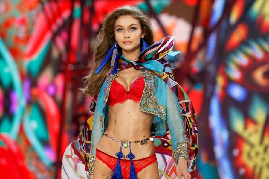 Model Gigi Hadid presents a creation. Victoria's Secret Fashion Show,Victoria's Secret Fashion Show 2016,Victoria Secret Fashion Show,Models at Victoria Secret Fashion Show,bikini fashion show,bikini show,fashion show