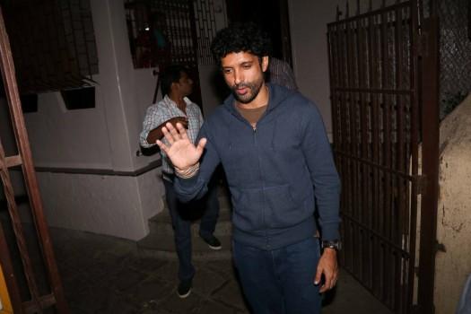 Photos of Bollywood actor Farhan Akhtar spotted at Bandra in Mumbai.