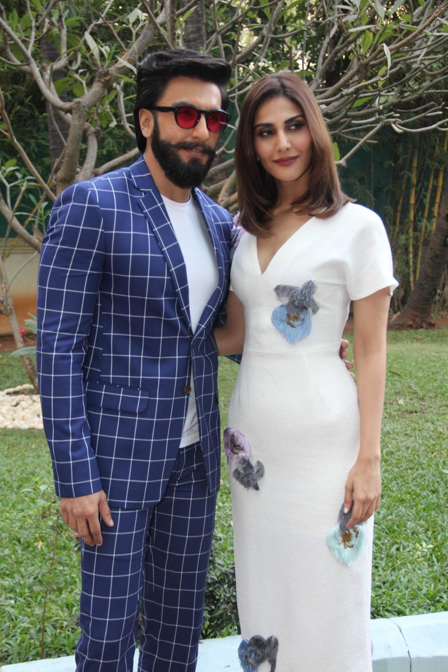 Photos of Bollywood actor Ranveer Singh and Vaani Kapoor promote Befikre at Yash Raj studios. Ranveer Singh and Vaani Kapoor,Ranveer Singh,Vaani Kapoor,Befikre,Befikre promotion,Befikre promotion at Yash Raj studios,Befikre movie promotion at Yash Raj studios,Yash Raj studios